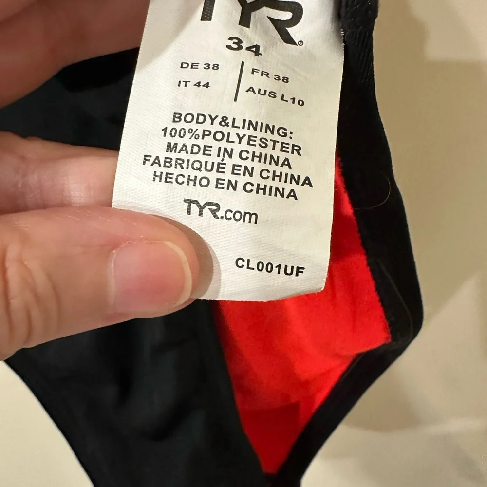 TYR Black and Pink One Piece Performance Swimsuit - Picture 5 of 7